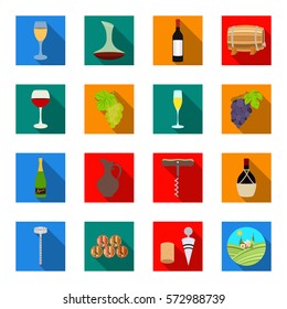 Wine production set icons in flat style. Big collection of wine production vector symbol stock illustration