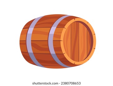 Wine production set. Wooden barrels with alcoholic drinks. Beverage and tasty liquid. Menu for cafe or restaurant. Poster or banner. Cartoon flat vector illustration isolated on white background