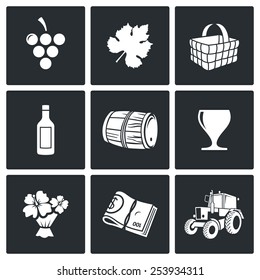 Wine production Vector Icons Set