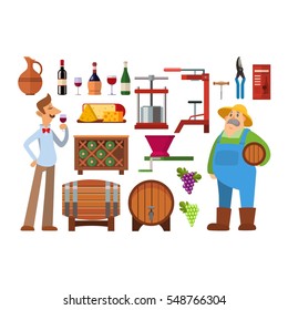 Wine production vector set.