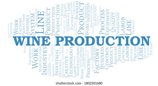 Wine Production word cloud create with text only.