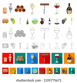 Wine products cartoon icons in set collection for design. Equipment and production of wine vector symbol stock web illustration.