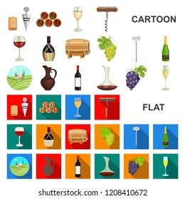 Wine products cartoon icons in set collection for design. Equipment and production of wine vector symbol stock web illustration.