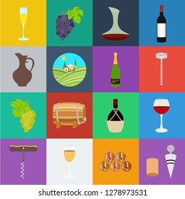 Wine products cartoon icons in set collection for design. Equipment and production of wine vector symbol stock web illustration.