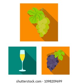 Wine products flat icons in set collection for design. Equipment and production of wine vector symbol stock web illustration.