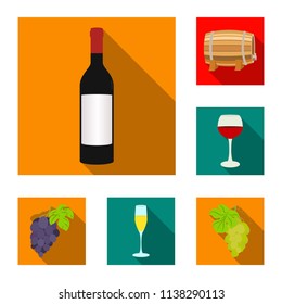 Wine products flat icons in set collection for design. Equipment and production of wine vector symbol stock web illustration.
