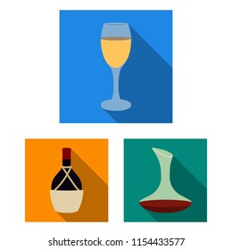 Wine products flat icons in set collection for design. Equipment and production of wine vector symbol stock web illustration.