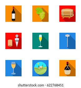 Wine products. Growing grapes, wine.Vine production icon in set collection on flat style vector symbol stock illustration.