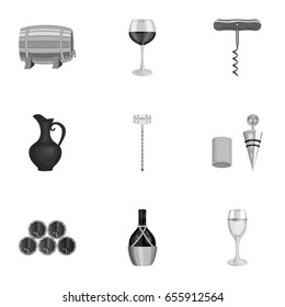 Wine products. Growing grapes, wine.Vine production icon in set collection on monochrome style vector symbol stock illustration.