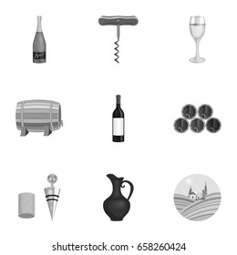 Wine products. Growing grapes, wine.Vine production icon in set collection on monochrome style vector symbol stock illustration.