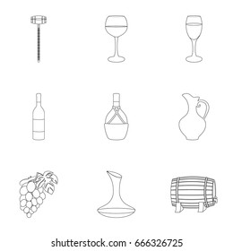 Wine products. Growing grapes, wine.Vine production icon in set collection on outline style vector symbol stock illustration.