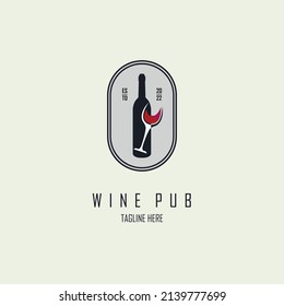 wine pub bar logo design template for brand or company and other