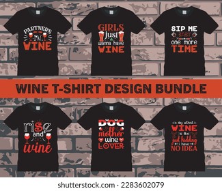 Wine Quote t shirt design, Wine Quotes Bundle, typography vector wine t shirt design bundle template