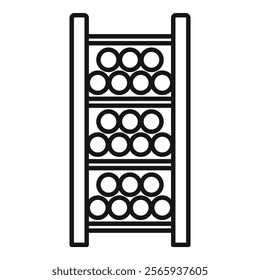 Wine rack storing bottles, keeping them ready for serving at the perfect temperature