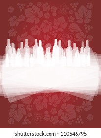 wine red abstract background with bottles and grapes