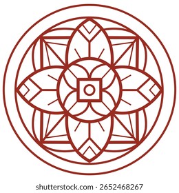 Wein roten Kreis Blume handgezeichnet für Erwachsene Malbuch