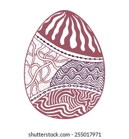 Wine red hand drawn zentangle easter eggs. Vector illustration