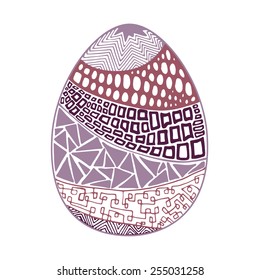 Wine red hand drawn zentangle easter eggs. Vector illustration