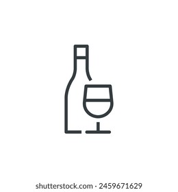 Wine red white bottle glass icon, vector illustration