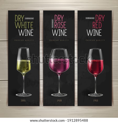 Wine restaurant menu design. Set of wine glasses