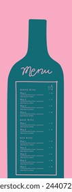 Wine restaurant menu design. Vector illustration template of wine list. 