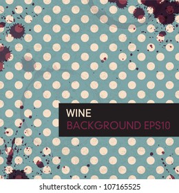 Wine rings on vintage tableclotch. Abstract restaurant background. Vector, EPS10.