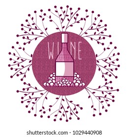 Wine round symbol with leaves