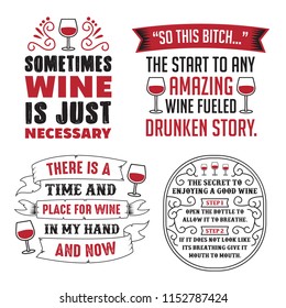 Wine Saying & Quote Set, 100% vector, best for print design