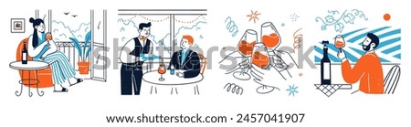 Wine scene set with people drinking alcoholic beverage