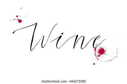 Wine script hand written lettering inscription for your design, card, invitation. Vector illustration