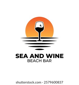 wine and sea logo design concept creative idea for holiday party