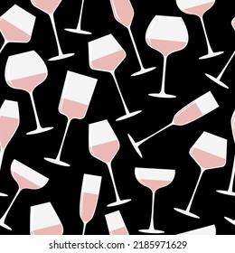 Wine seamless pattern. Glasses. Vector illustration with alcohol drinks concept. Isolated on background