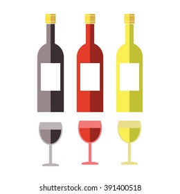 Wine selection, red, white, rose illustration