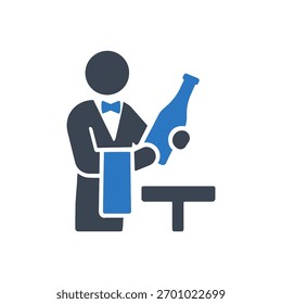 Wine Serving Service Icon Isolated On White Background 
