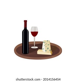 
wine set. set. a bottle of wine. cheese. glass of wine