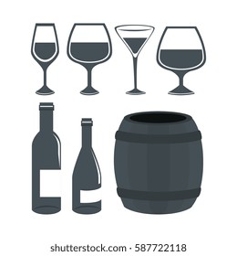 wine set bottles isolated icon