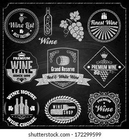 wine set elements chalkboard