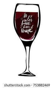 wine set illustration. Hand lettering and custom typography for your designs