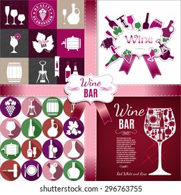 Wine set of layout for menu, restaurant, bar.
