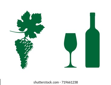 wine set on a white background