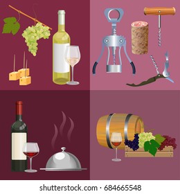 Wine set. Vector illustrations