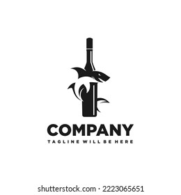 Plantilla de diseño del logotipo del tiburón vitivinícola