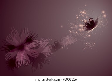 Wine shinning butterfly / Fairy floral background