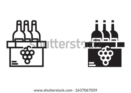 Wine shipping box icon set. simple line