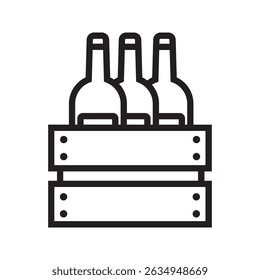 Wine shipping box icon. simple line