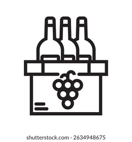 Wine shipping box icon. simple line