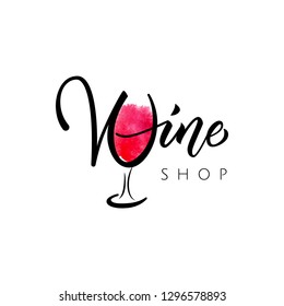 Wine Shop, Boutique Logo. Lettering Wine