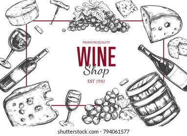 Wine shop frame. Vector
