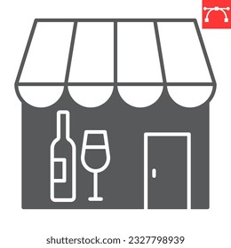 Wine shop glyph icon, restaurant and alcohol, store vector icon, vector graphics, editable stroke solid sign, eps 10.