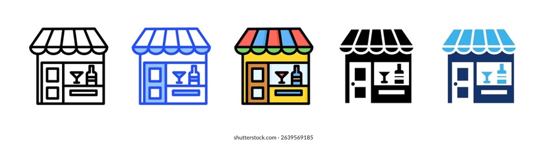 Wine Shop Icon Collection With Multiple Styles